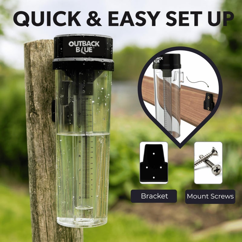 Outback Blue Professional Rain Gauge - 11" High Capacity Precipitation Measure Tool, Accurate to 0.01 Inch, Weather Resistant, Easy Read, for Garden, Farm, Meteorology - Australian Made - Image 2